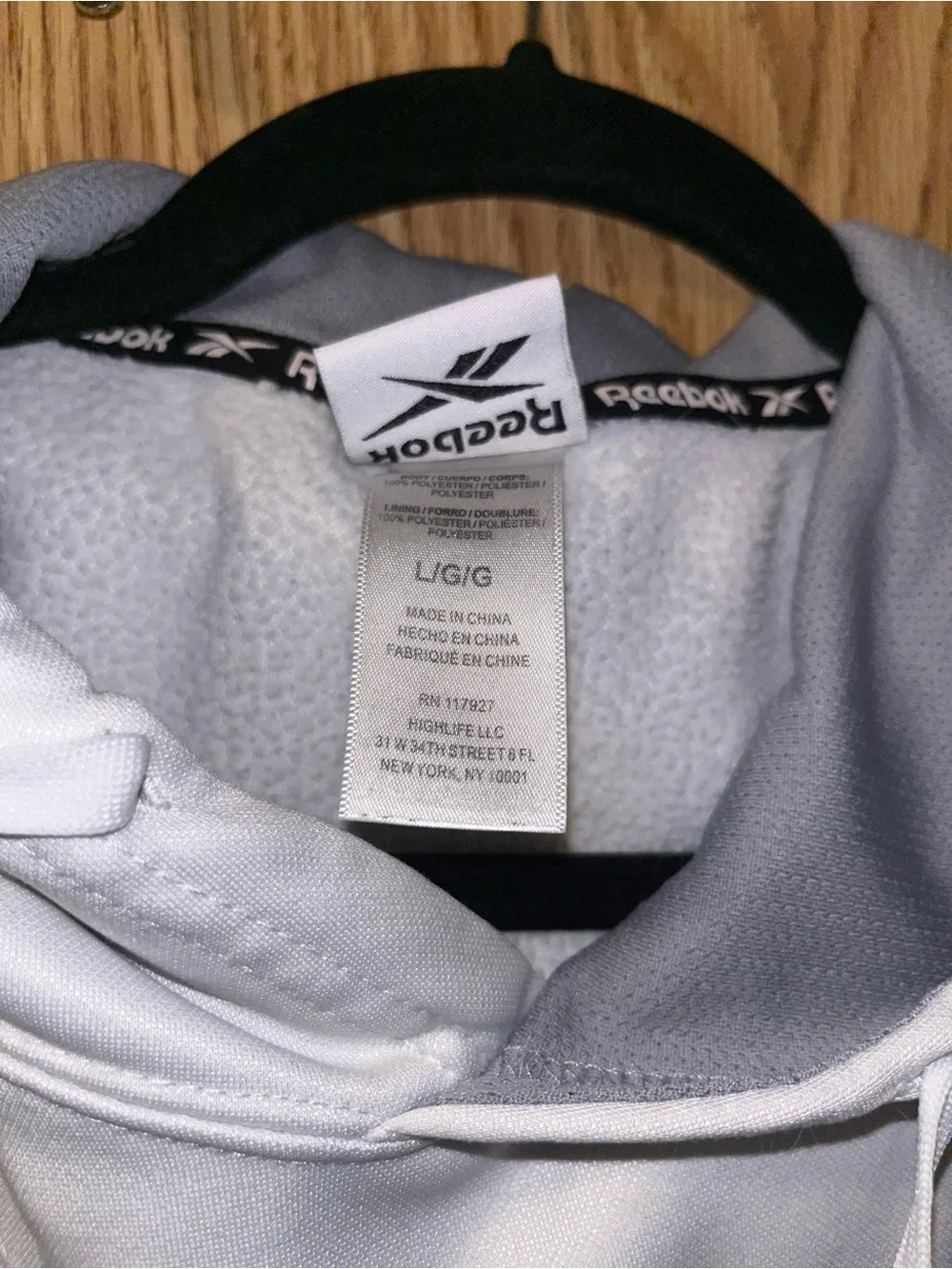 Reebok White Hoodie with Gray Logo